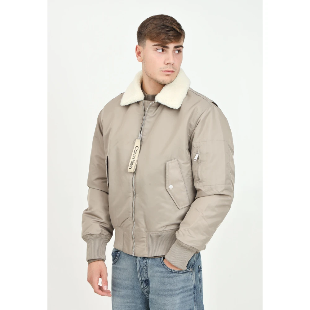 Calvin Klein Jeans Beige Aviator Bomberjack Beige Heren