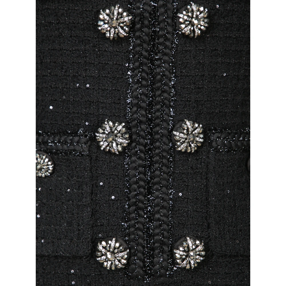 Self Portrait Gebreide Knoop Mini Jurk Black Dames