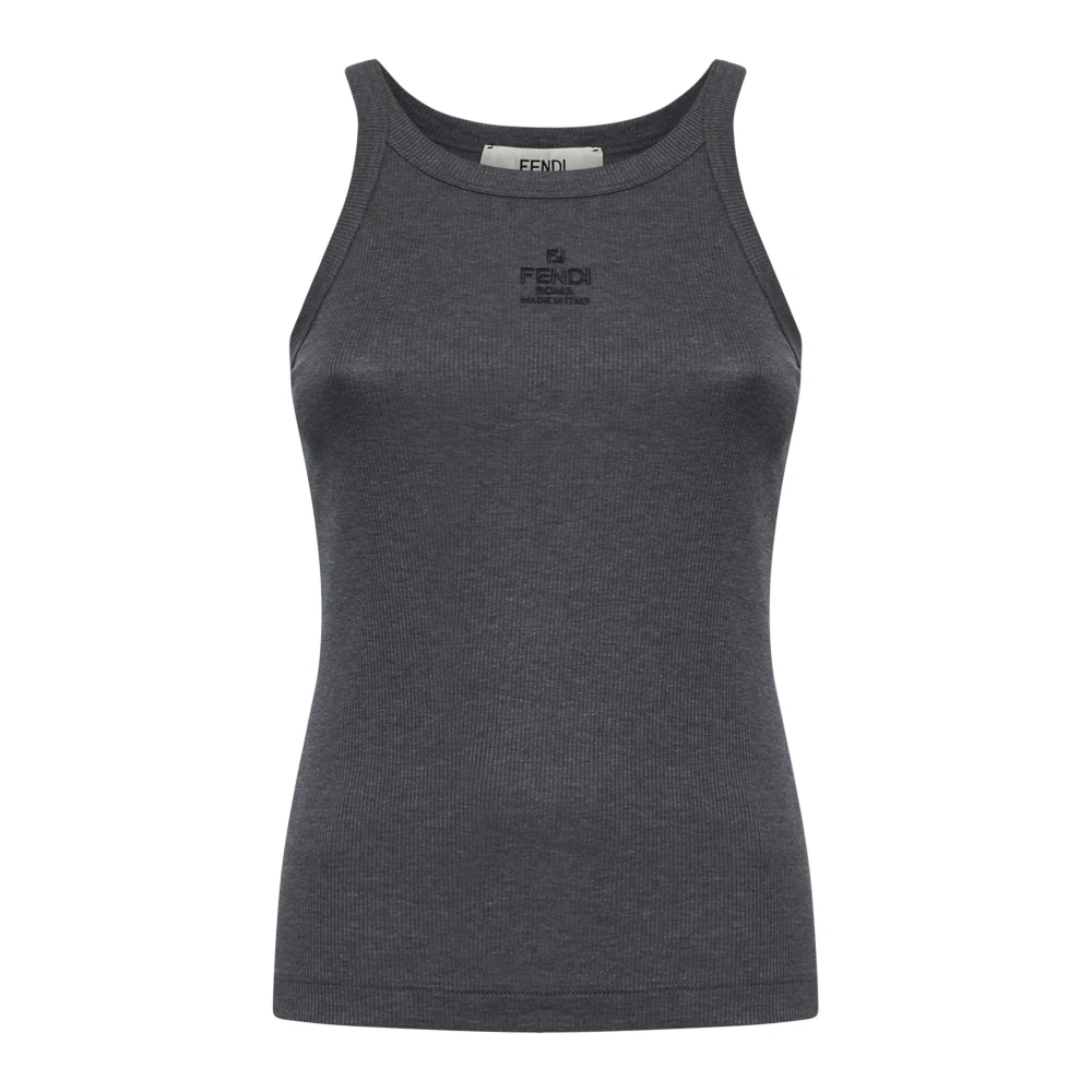 Fendi Grijze Geribbelde Tanktop Gray Dames
