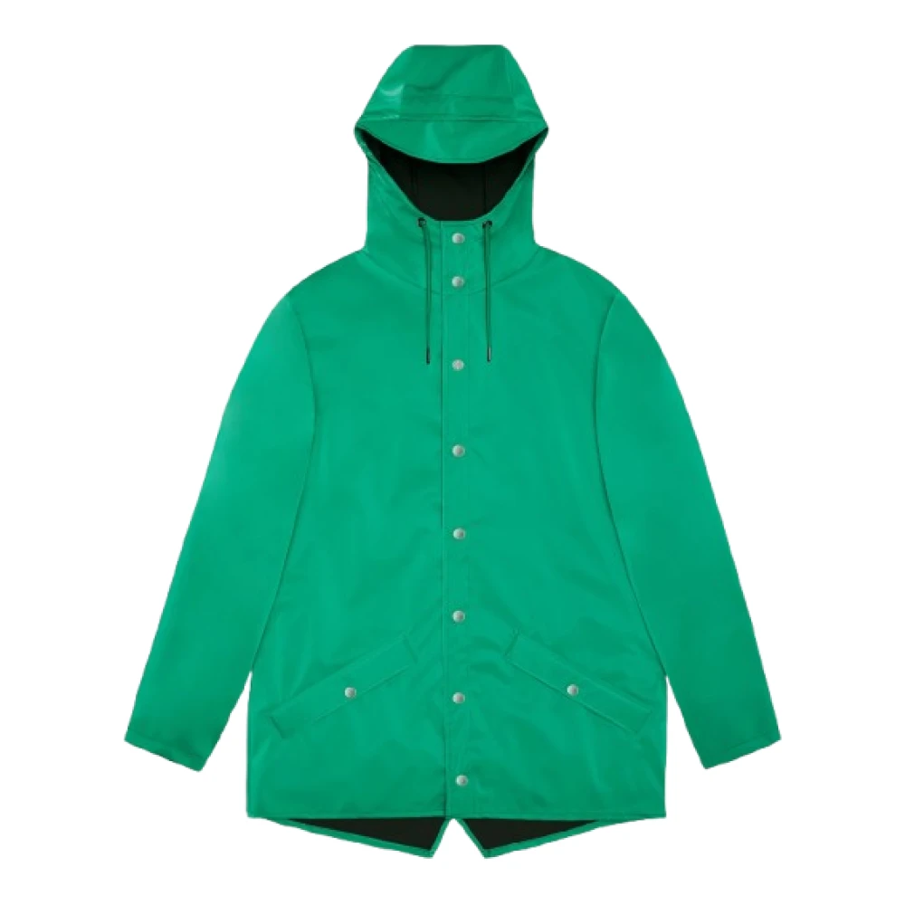 Rains Waterdichte unisex jas met drukknoopsluiting Green Heren