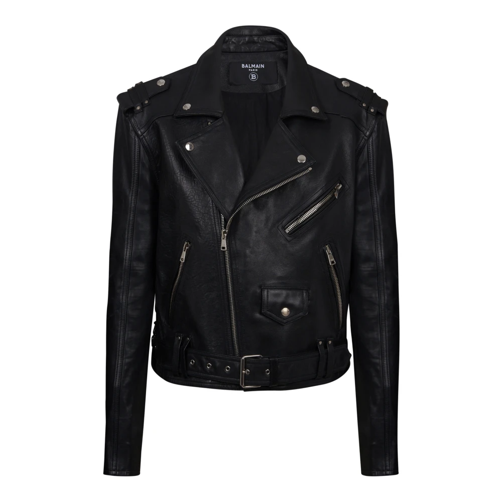 Balmain Kalvskinn bikerjacka Black, Herr