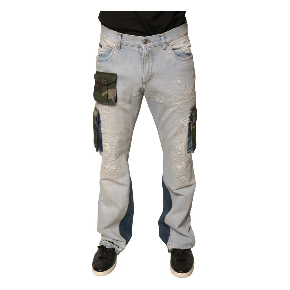 Dolce & Gabbana Light Blue Cotton Cargo Straight Denim Jeans - IT48 | M - Image 2