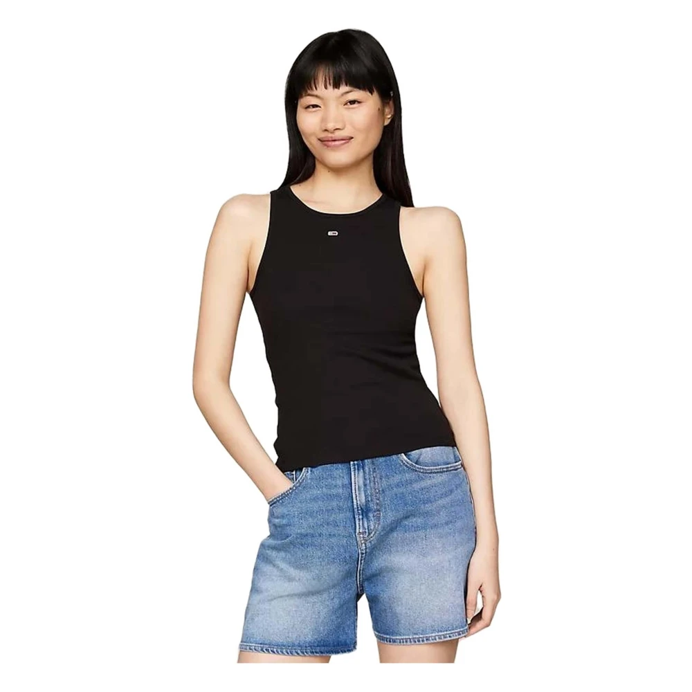 Tommy Hilfiger Essential Rib Tank Top Black Dames