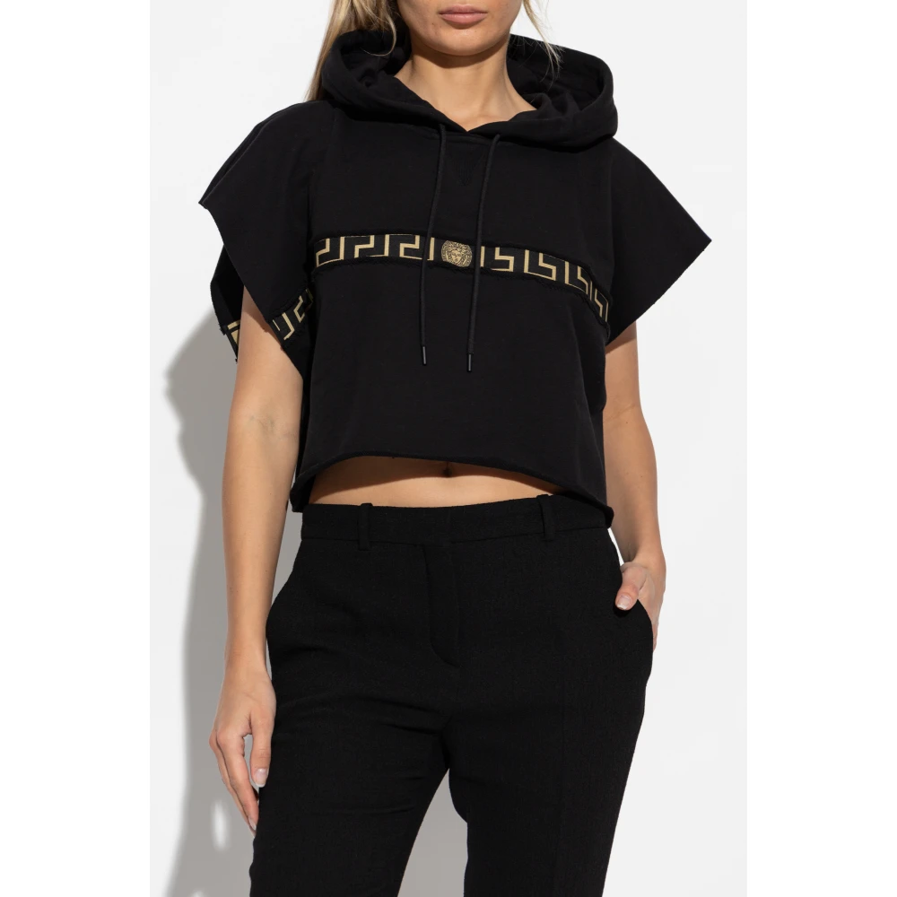 Versace Korte oversized sweatshirt Black Dames