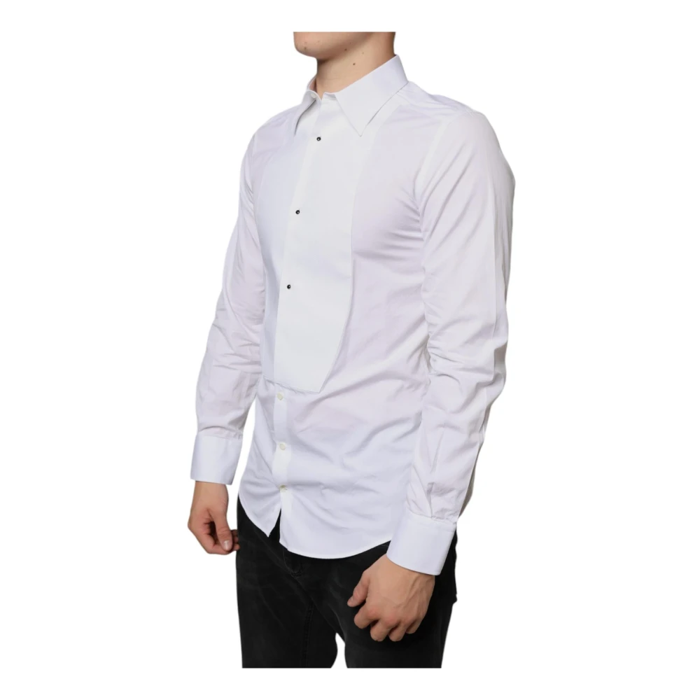 Dolce & Gabbana Slim Fit Katoenen Overhemd Wit White Heren