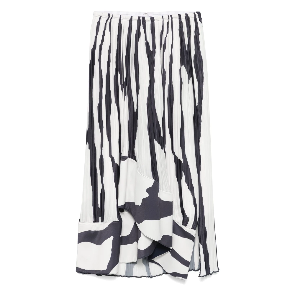 Lanvin Zebra Print Cascade Rok White Dames