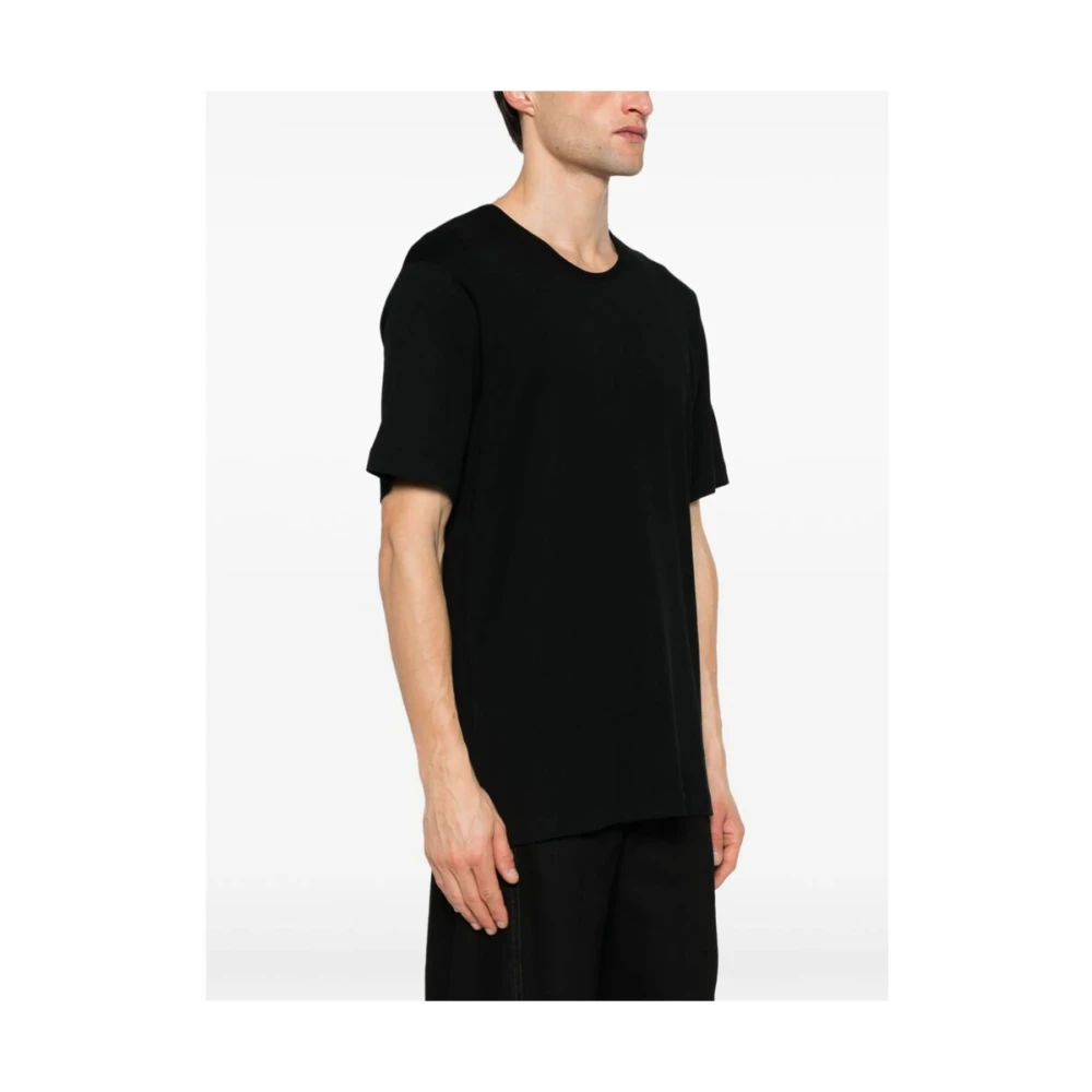 Lemaire Zwart Geribbelde Gebreide T-Shirt Black Heren