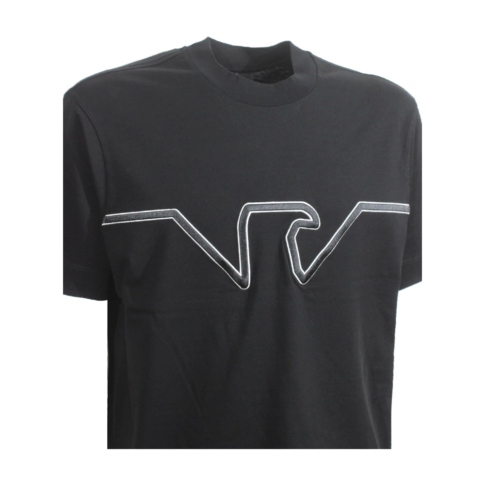 Emporio Armani Zwart T-shirt met borstprint Black Heren