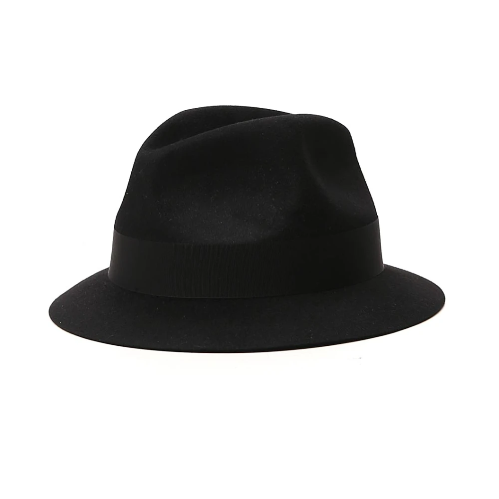 Saint Laurent Zwarte vilten fedora hoed Black Unisex