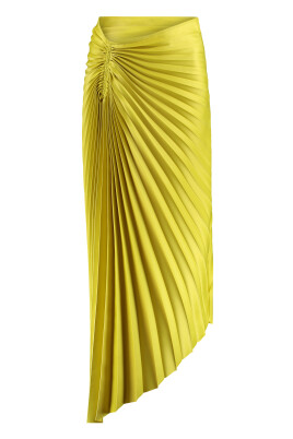 pleated-asymmetric-hem-skirt