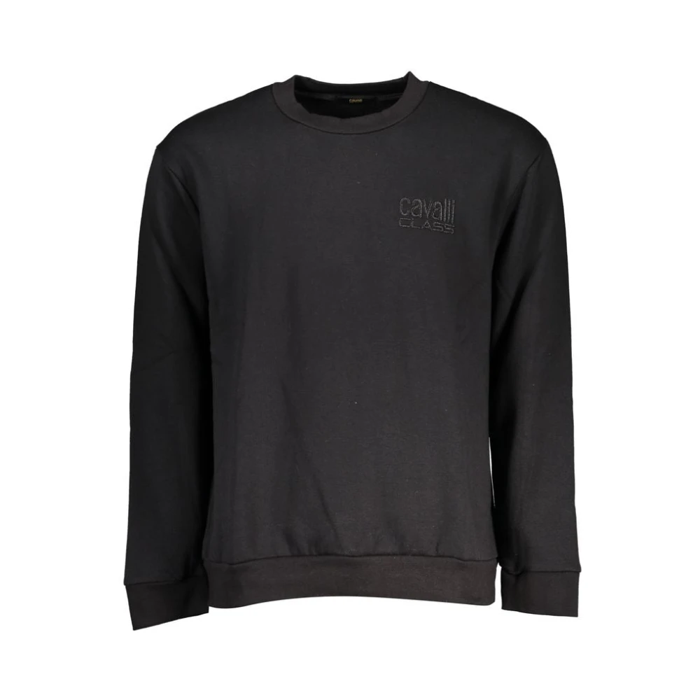Cavalli Class Elegant Fleece Sweatshirt met Ronde Hals Black Heren