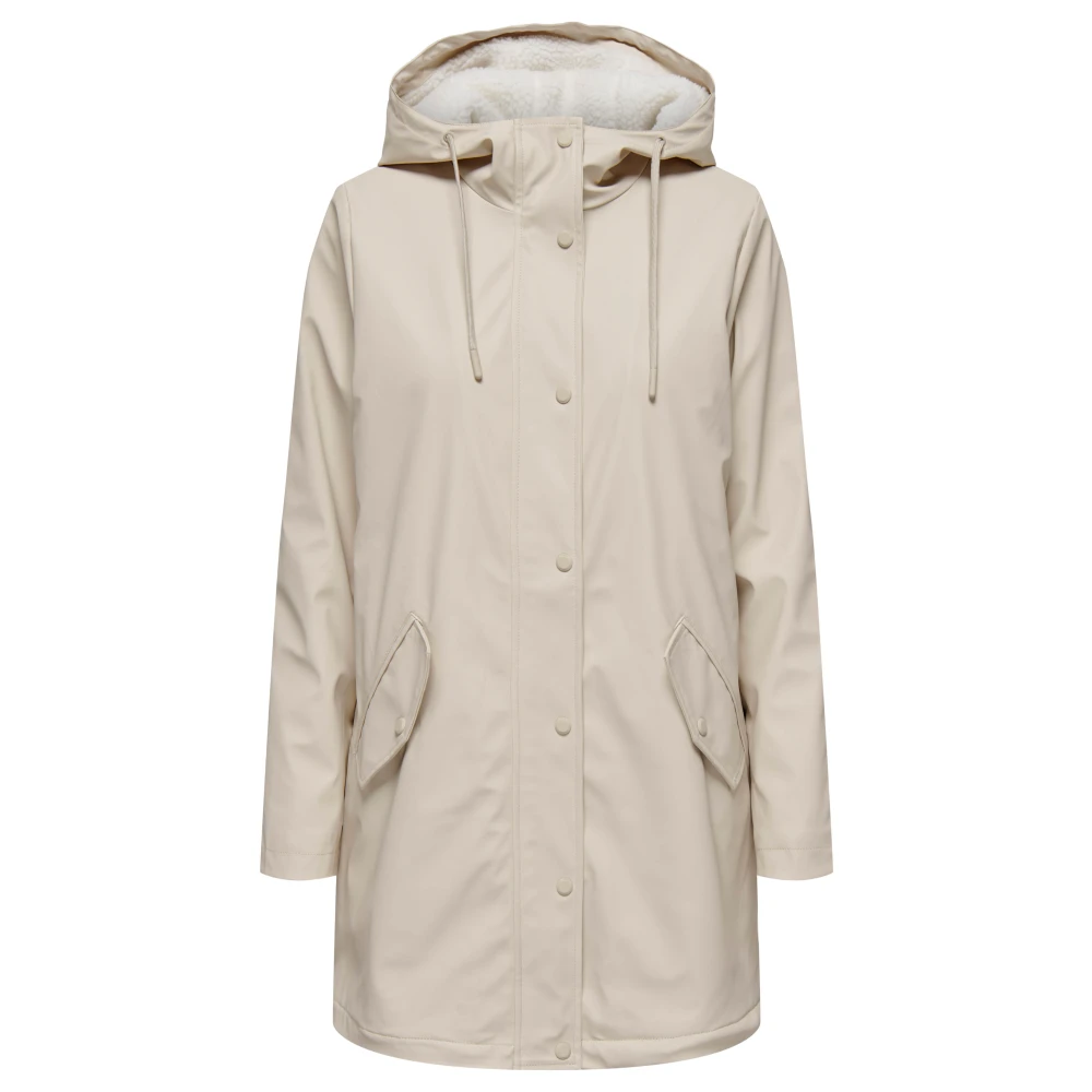 Only Stijlvolle regenjas haver wit teddy Beige Dames