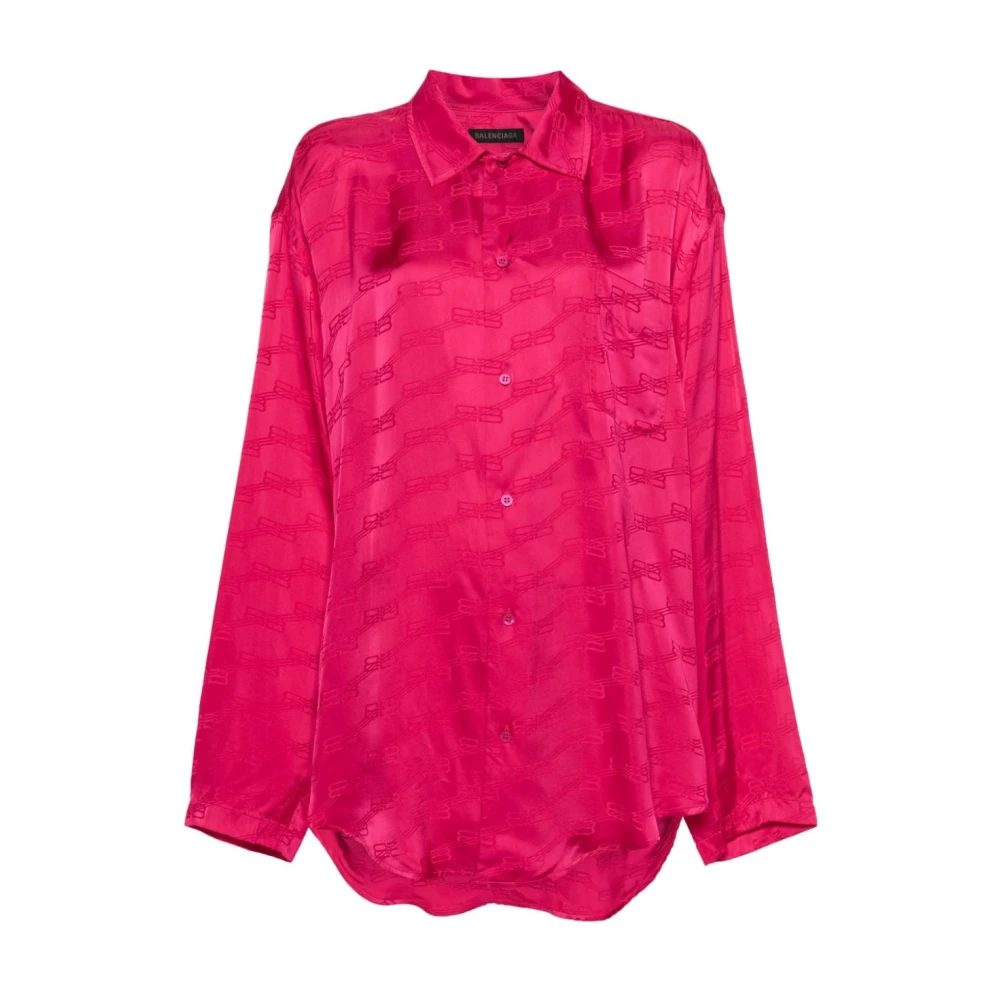 Balenciaga Jacquard Logo Shirt Pink Dames