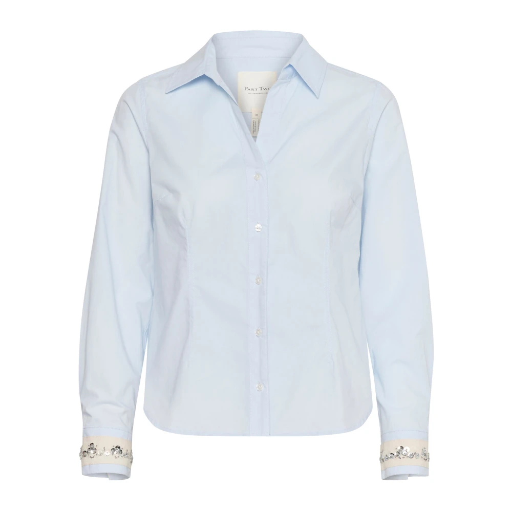 Part Two Plein Air Blouse met V-hals Blue Dames