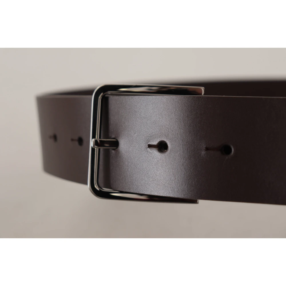 Dolce & Gabbana Elegante donkerbruine leren riem Brown Heren