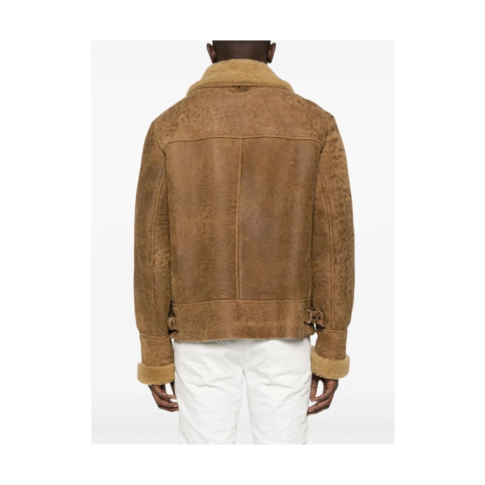 Salvatore Santoro Lichtbruine Leren Jas met Gespsluitingen Brown Heren