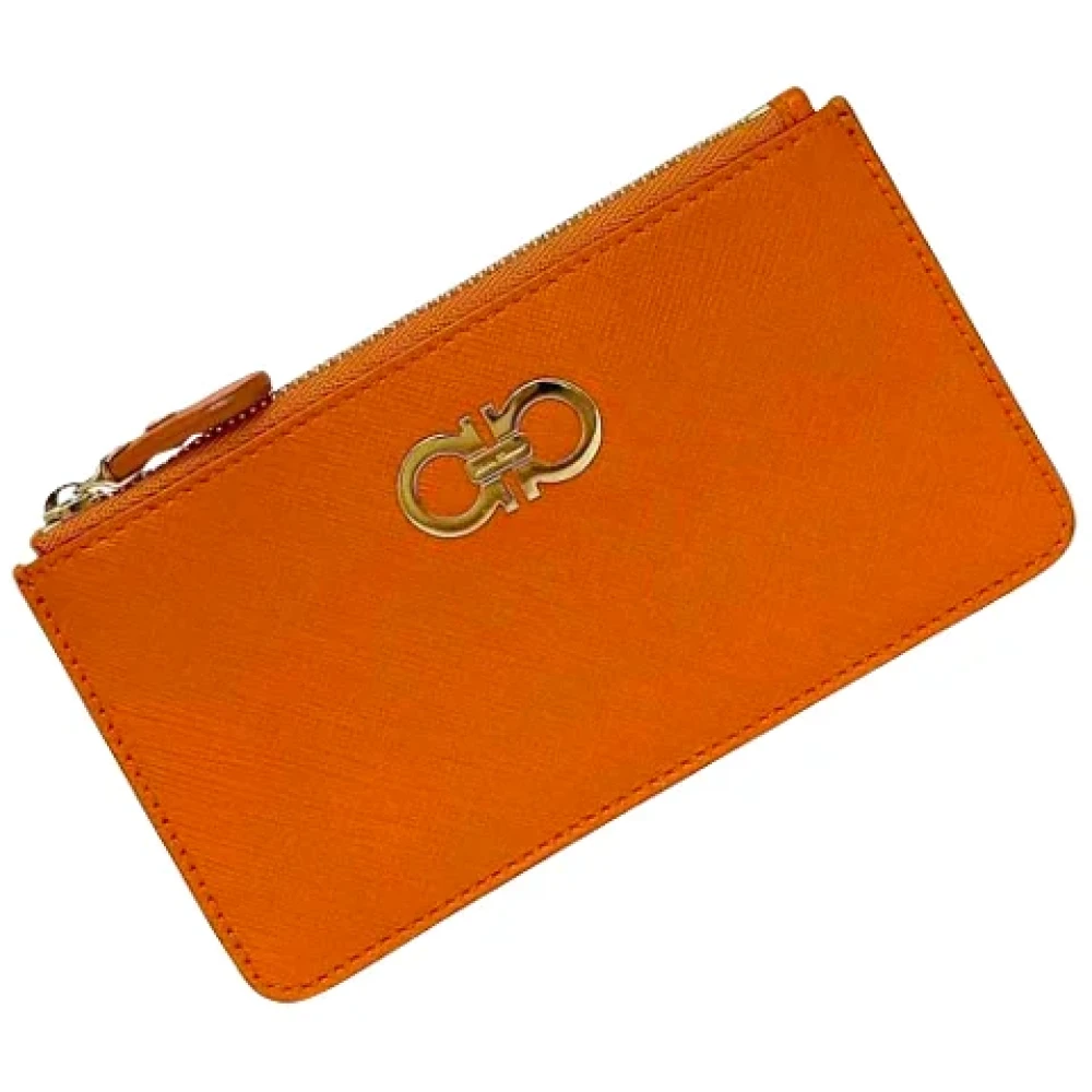 Salvatore Ferragamo Pre-owned Leather wallets Orange Dames