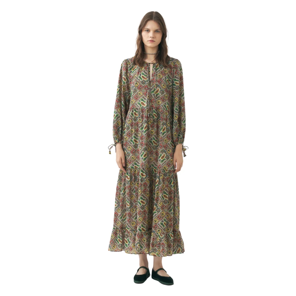 Antik batik Maxi jurk Zena Green Dames