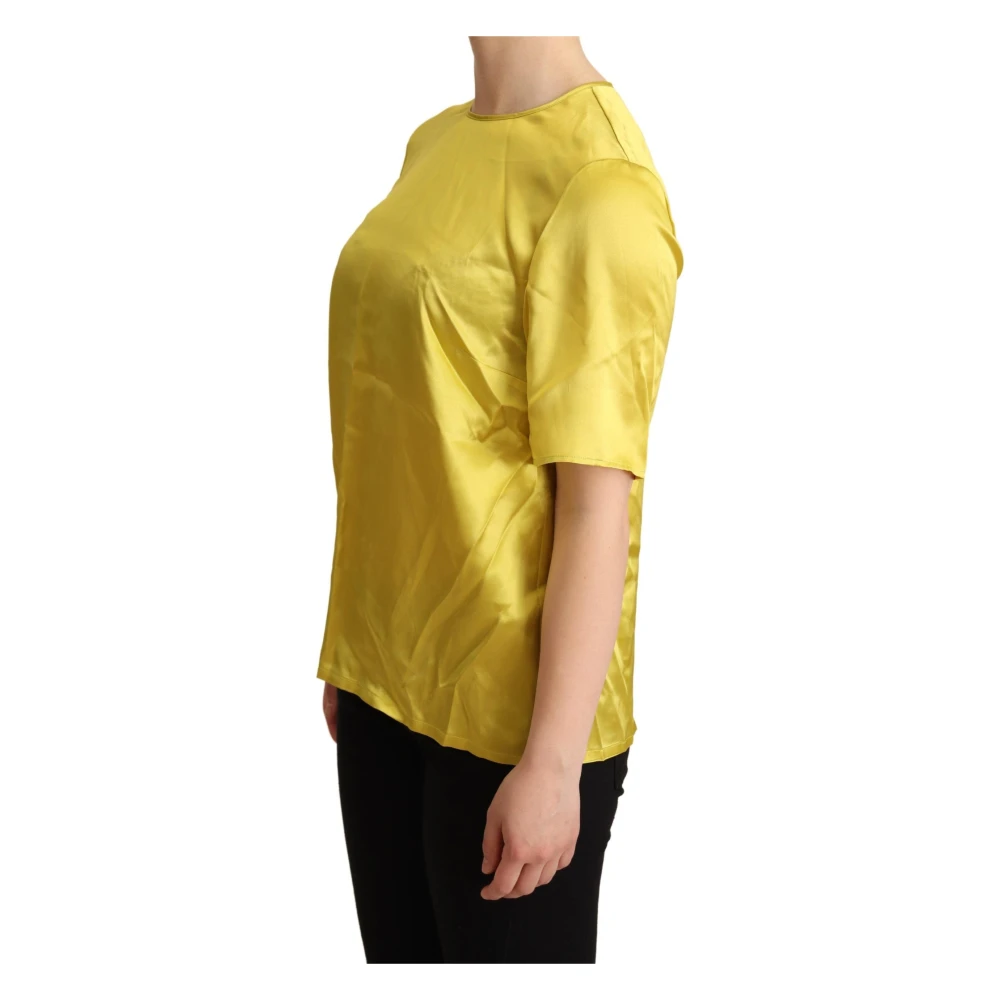 Dolce & Gabbana Elegante Zijden Blouse Geel Yellow Dames