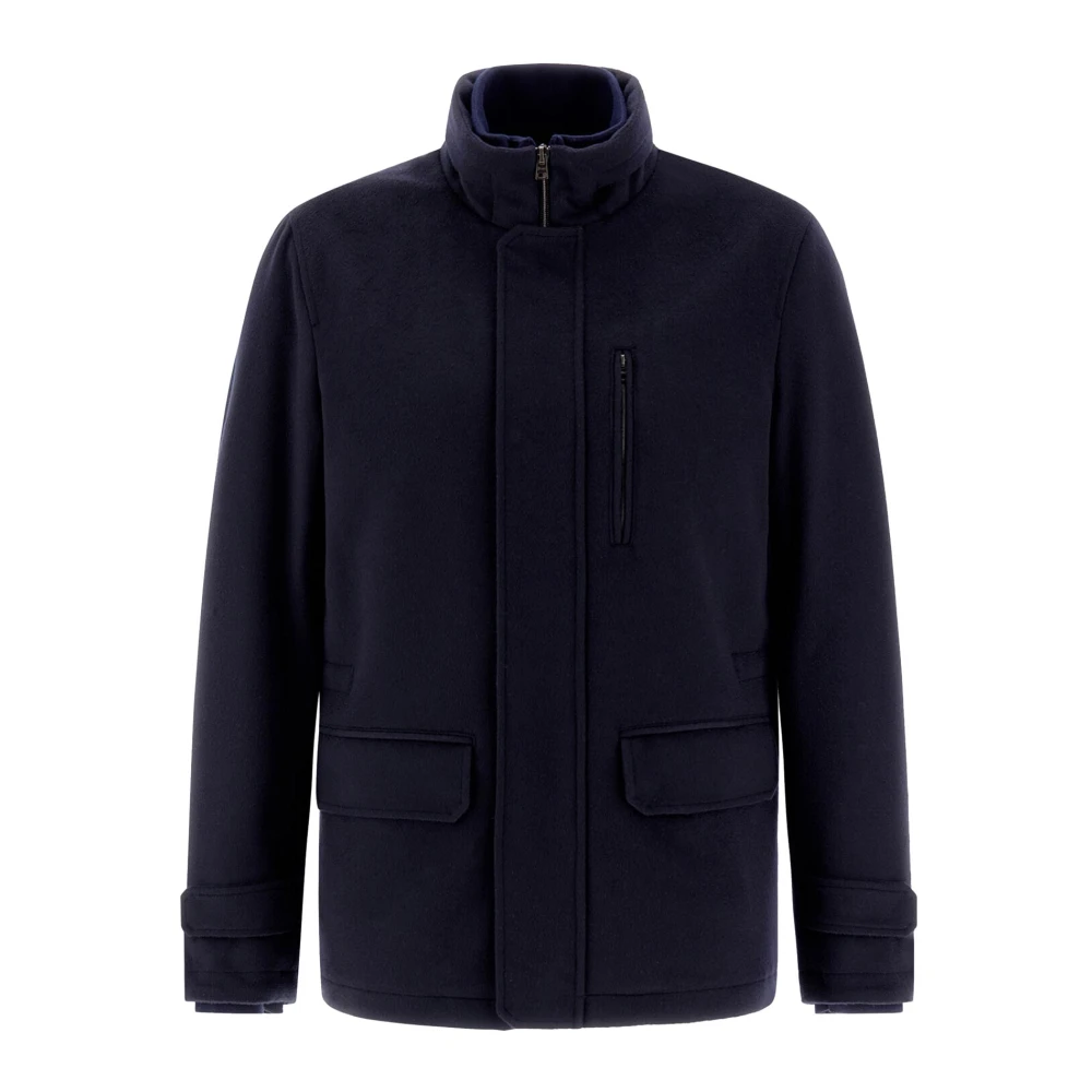 Herno Luxe Wol Kasjmier Jas Blue Heren