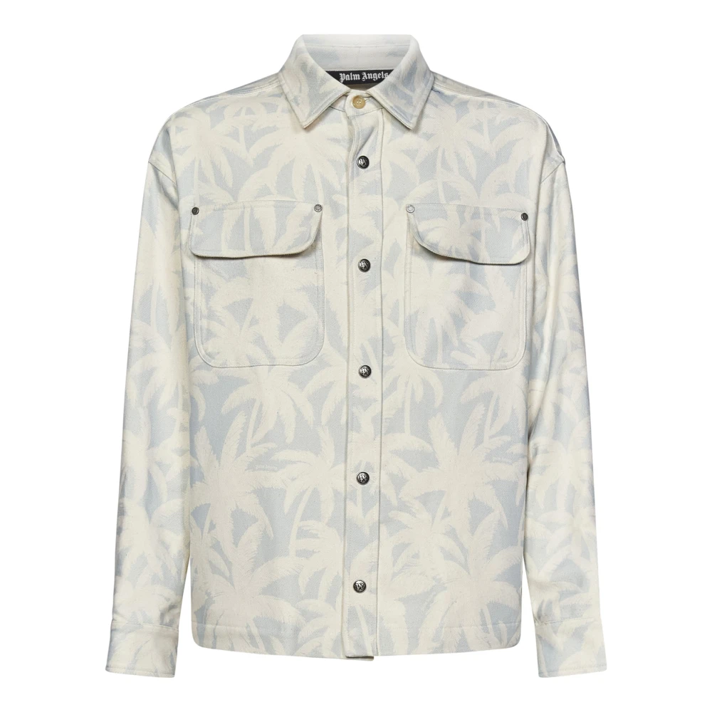 Palm Angels Oversized Wit Shirt met Palm Trees White Heren