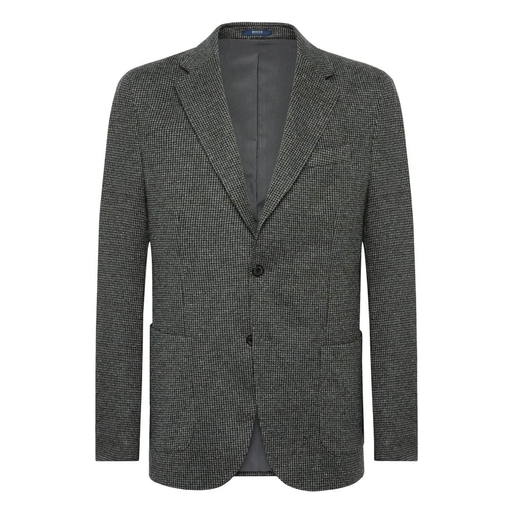 Boggi Milano Pied De Poule Jersey Blazer Stijl Cernobbio Gray Heren