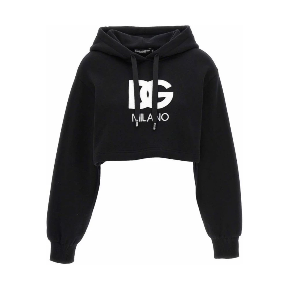 Dolce & Gabbana Women's Black Embroidered Logo Hoodie - Hoodies - S - Sweatshirts & Hoodies