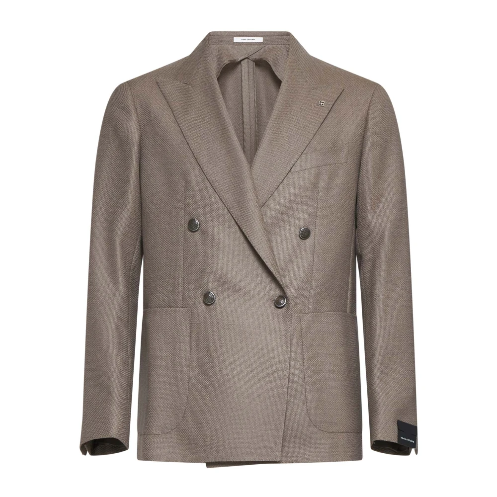 Tagliatore Gestructureerde Wol Double-Breasted Blazer Brown Heren