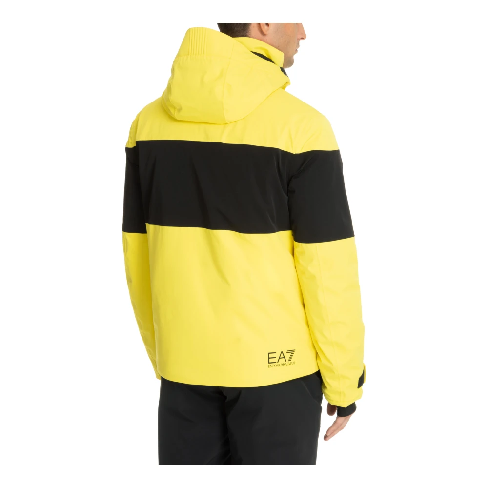 Emporio Armani EA7 Multikleur Ski Jas met Logo Details Yellow Heren