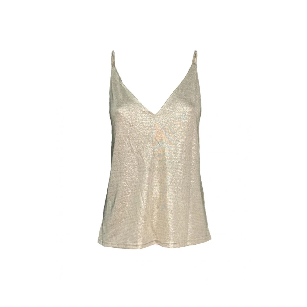 Molly Bracken Beige Gouden Kruisband Tanktop Yellow Dames