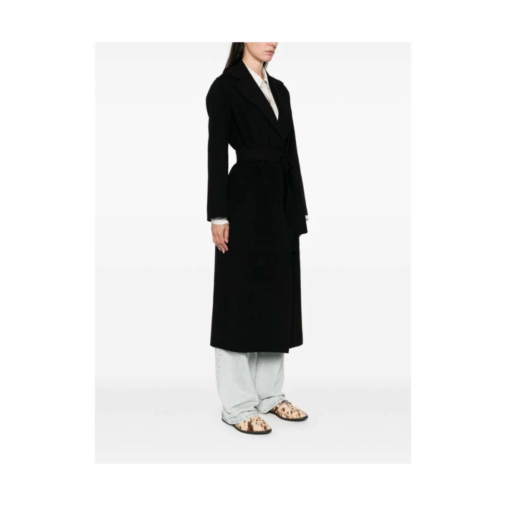 Max Mara Zwarte Wollen Jas met Revers Black Dames