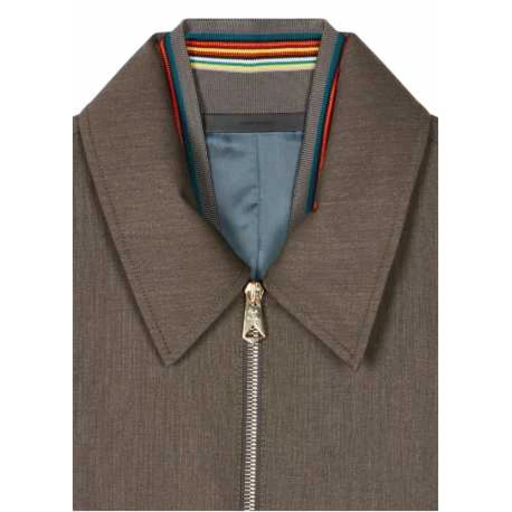 Paul Smith Taupe Storm System Wollen Jas Brown Heren