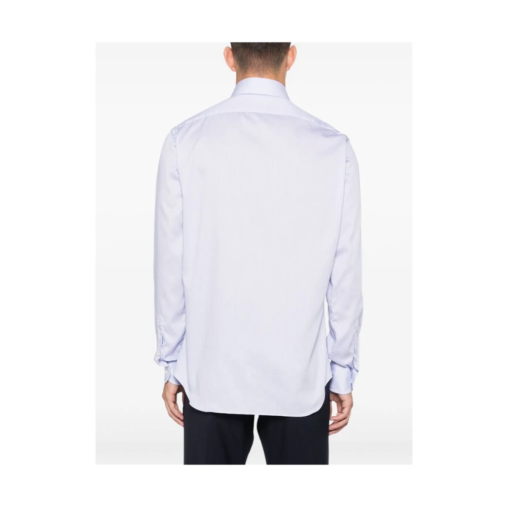 Xacus Blauw Gestreept Katoenen Overhemd Blue Heren