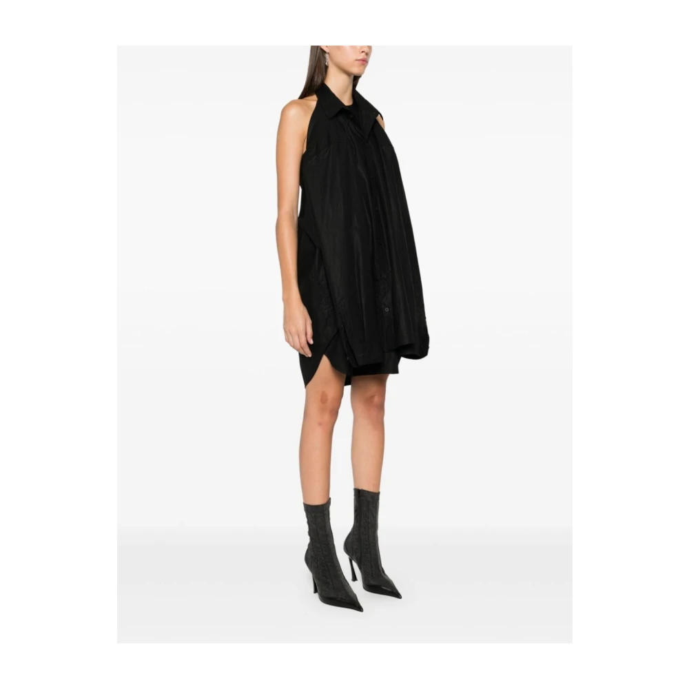 Balenciaga Poplin Trompe l`oeil Jurk Black Dames
