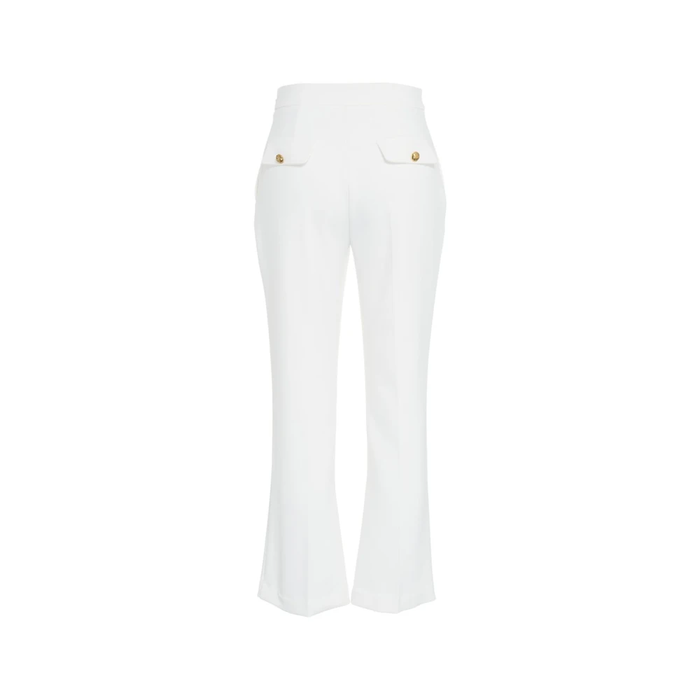 Elisabetta Franchi Witte Cropped Crêpe Broek Elegant Zakken White Dames