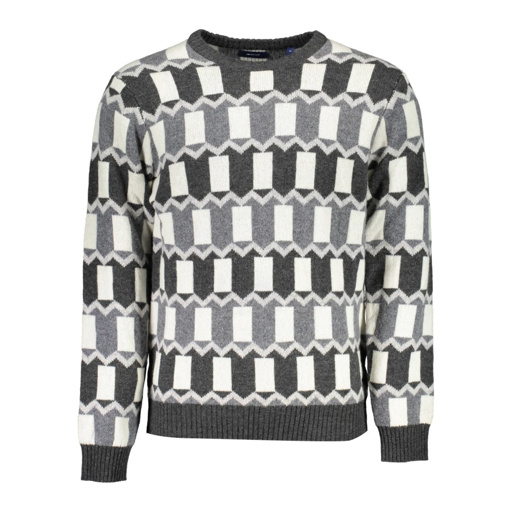 Gant Men's Gray Round-Neck Knitwear,, Jumper Long Sleeve Logo 2XL
