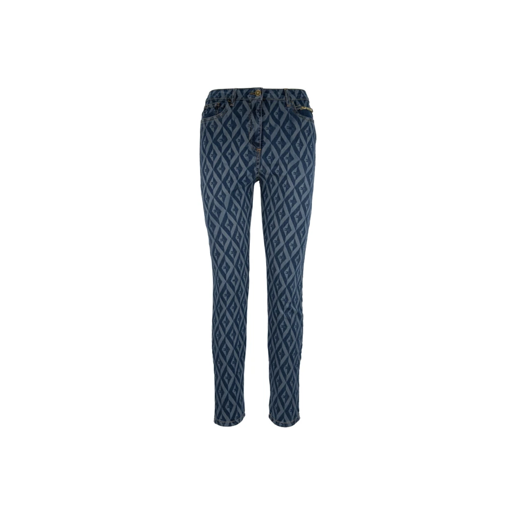 Elisabetta Franchi Gouden knoop rits jeans Blue Dames