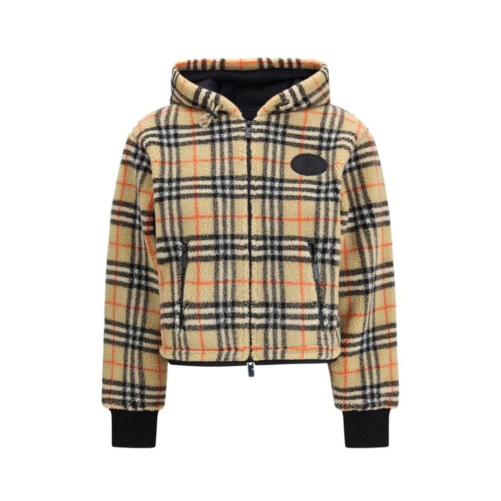 Burberry Men's Multicolor Cropped Hooded Check Fleece Jacket - Zip-Throughs - 2XS - Sweatshirts & Hoodies