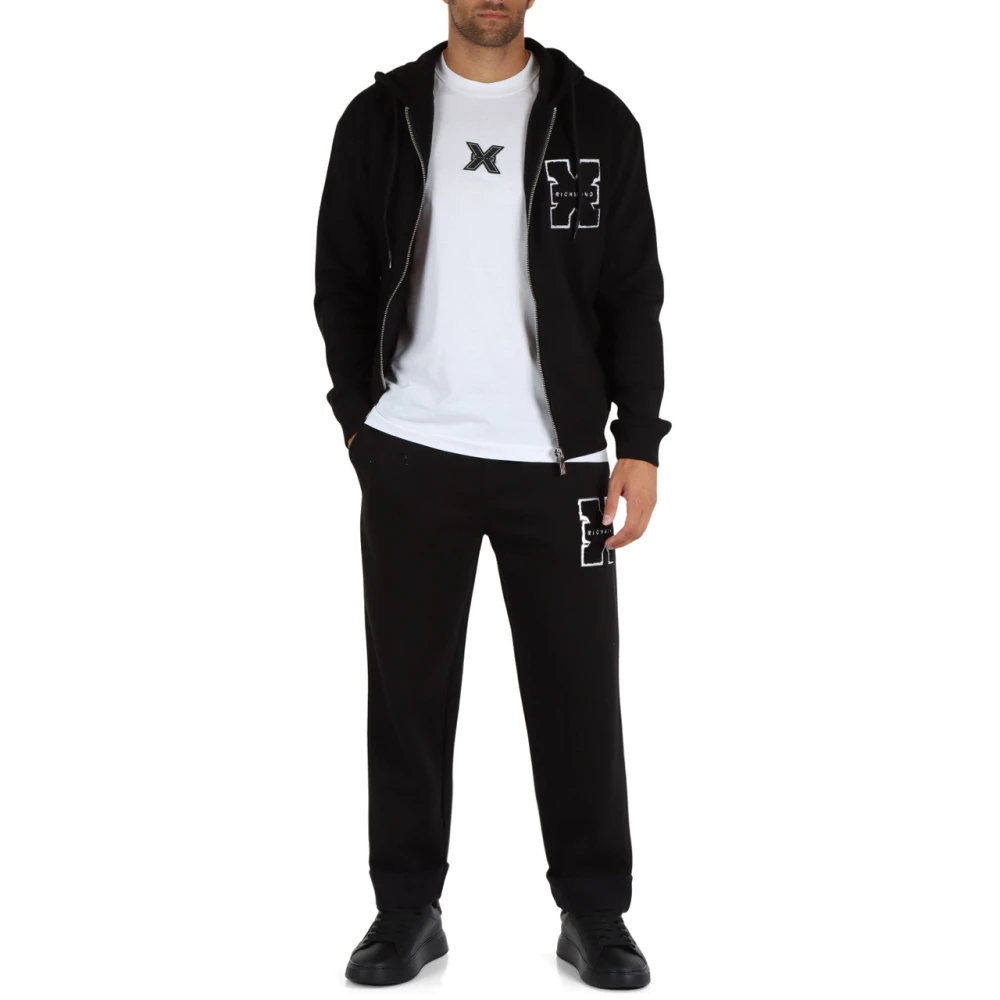Richmond Hoodie met rits in katoenmix Black Heren