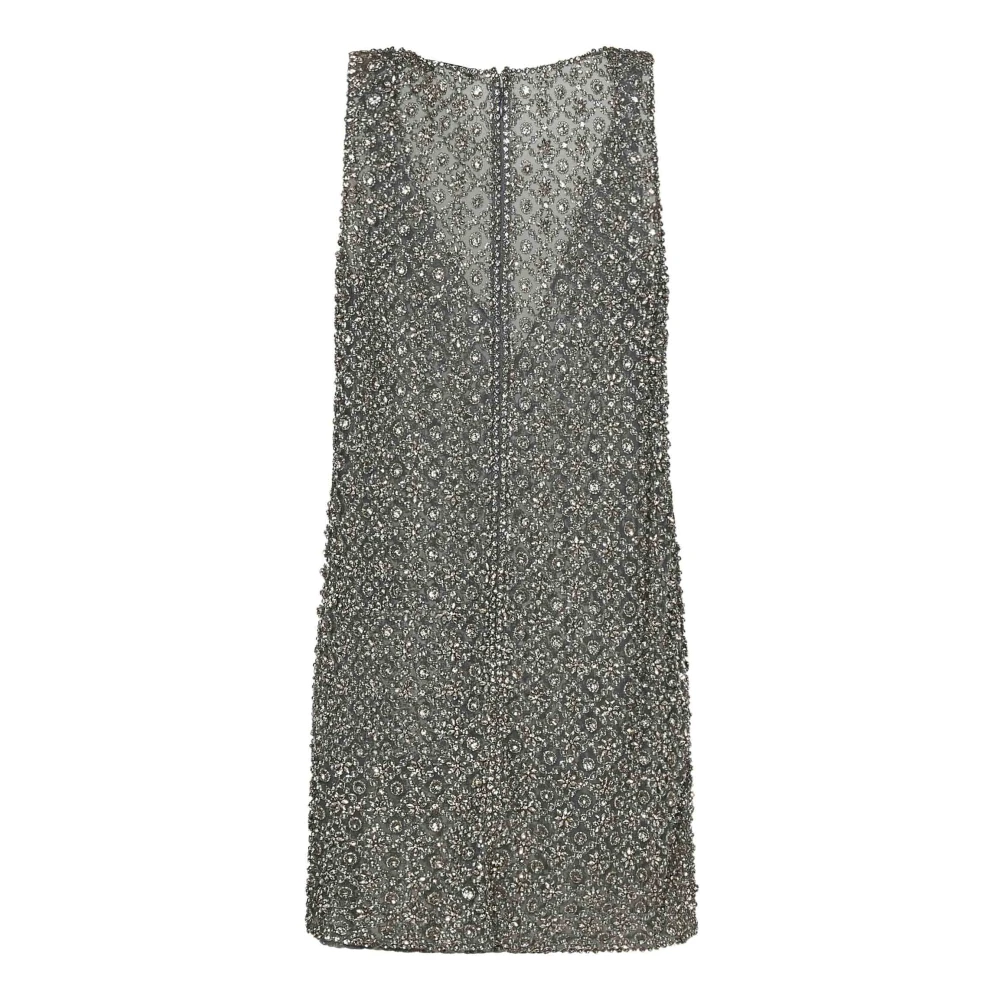 Amen Grijze Kristal Kralen Geborduurde Jurk Gray Dames