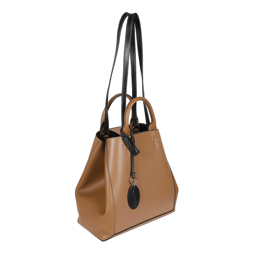 TOD'S Bruine leren tas met iconisch logo Brown Dames