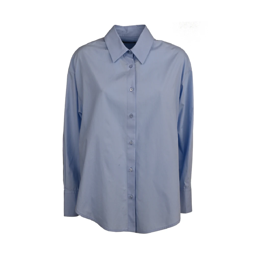 Dondup Overhemd met lange mouwen en zijsplitten en D-logo Blue Dames