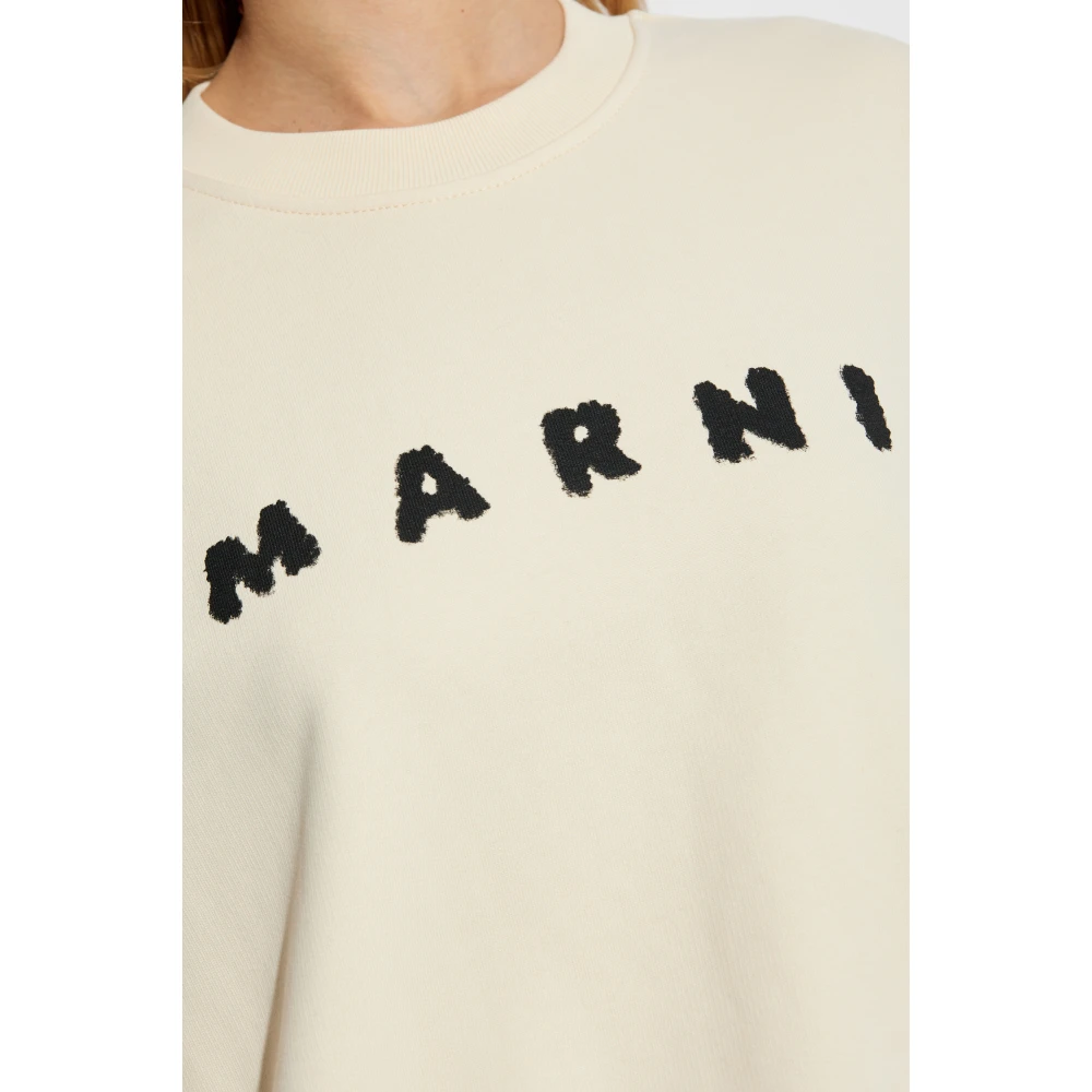 Marni Sweatshirt met logo Beige Dames