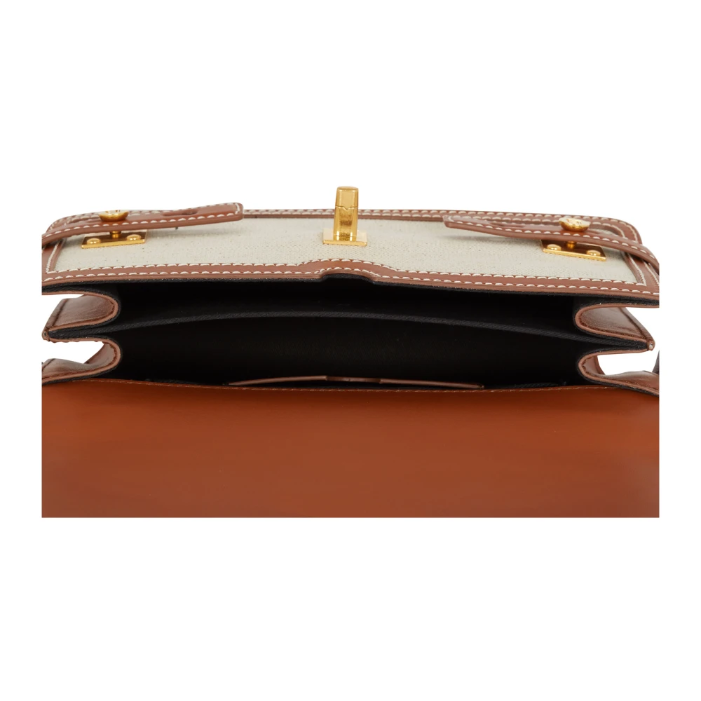 Balmain B-Buzz 24 canvas en leren tas Beige Dames