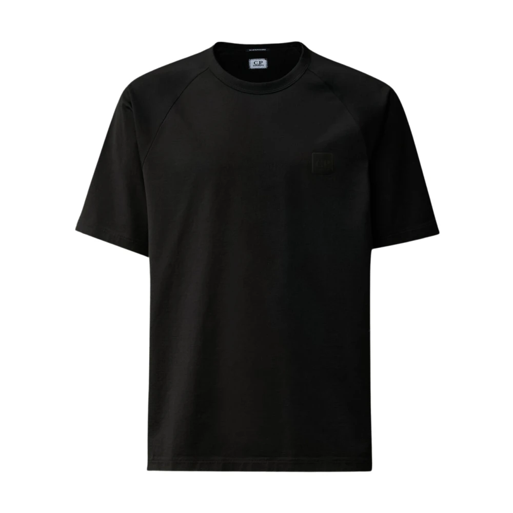 C.p. Company Men's Black T-Shirts, Xl, Logo T-Shirt With Mercerized Cotton