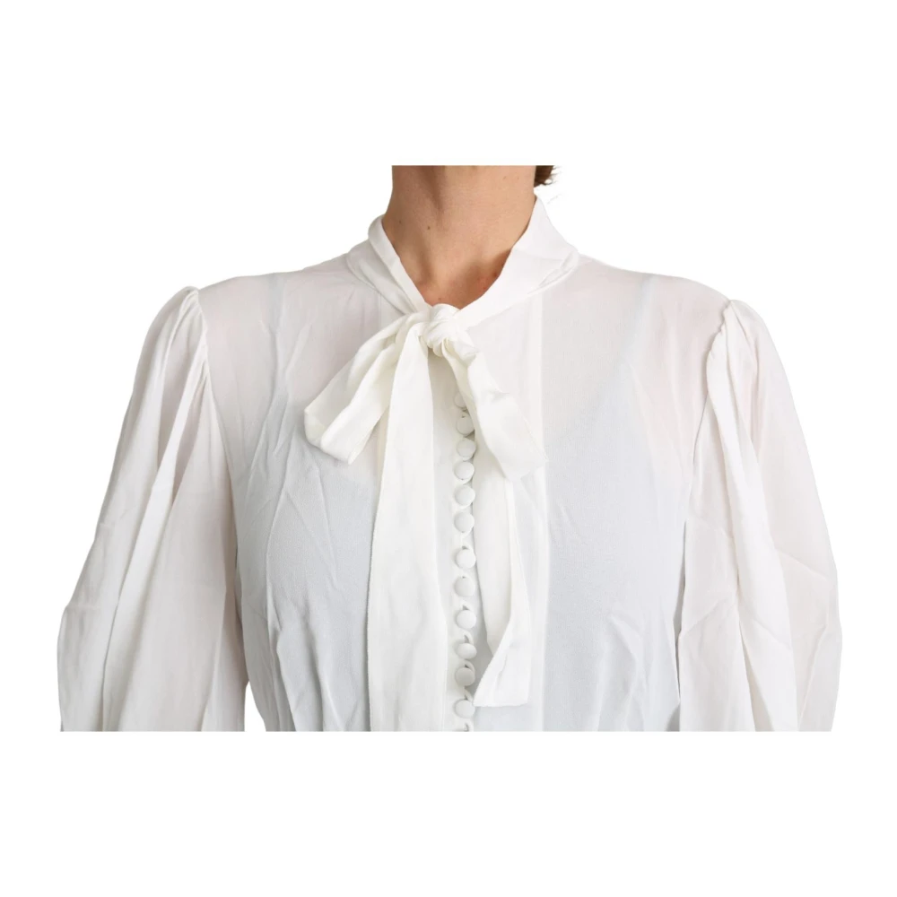 Dolce & Gabbana Zijden blouse met strik White Dames