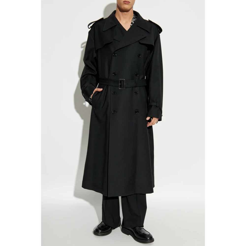 Dolce & Gabbana Dubbelrijige trenchcoat Black Heren