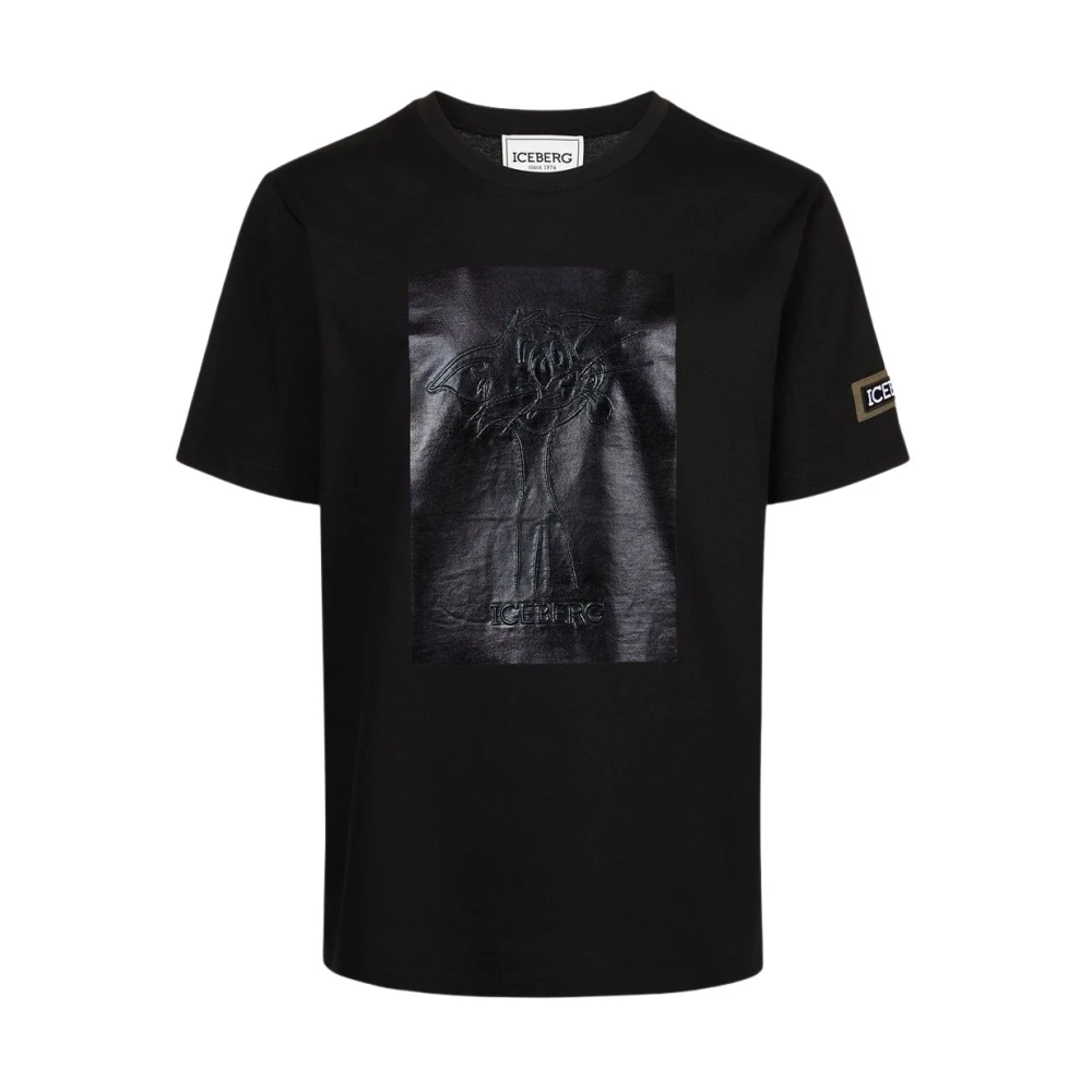 Iceberg T-shirt met Tom geborduurd en gerubberiseerd Black Heren