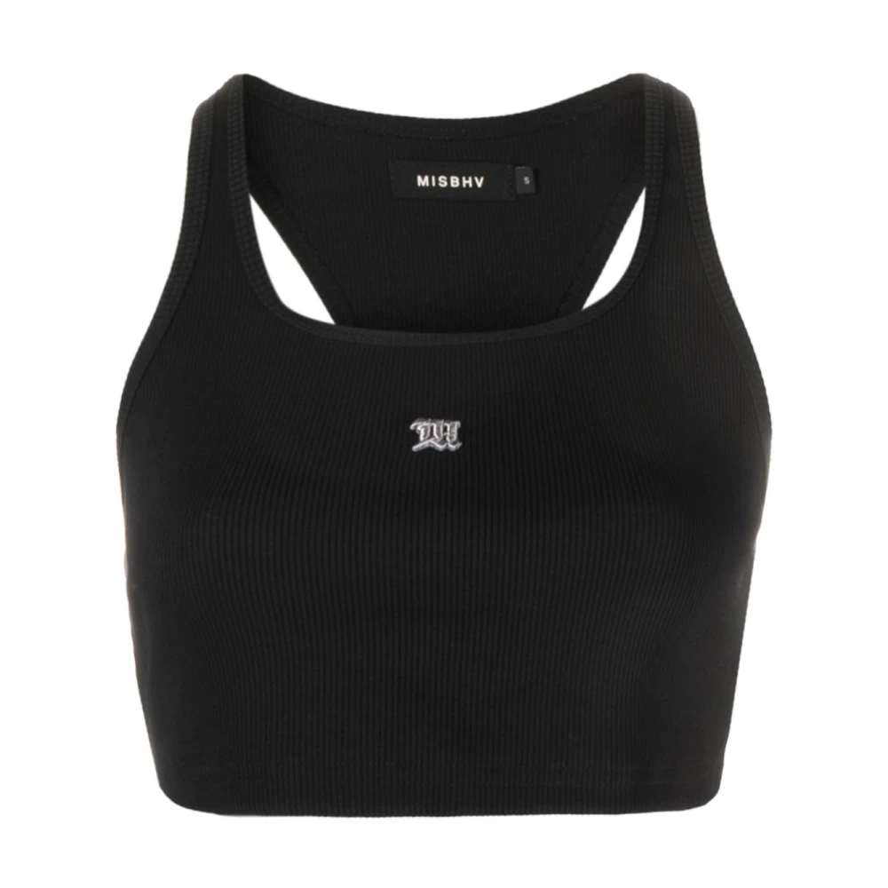 Misbhv Zwarte Geribbelde Crop Top Black Dames