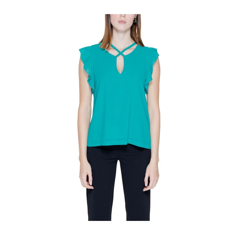 RINASCIMENTO Groene Blouse met Volant V-hals Green Dames